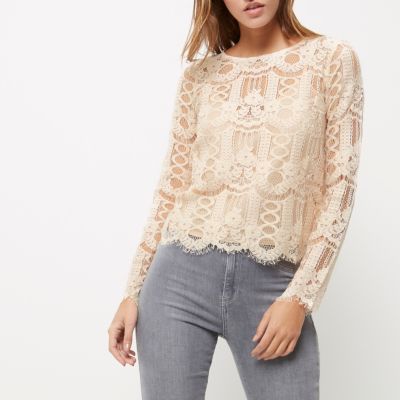 Nude lace blouse